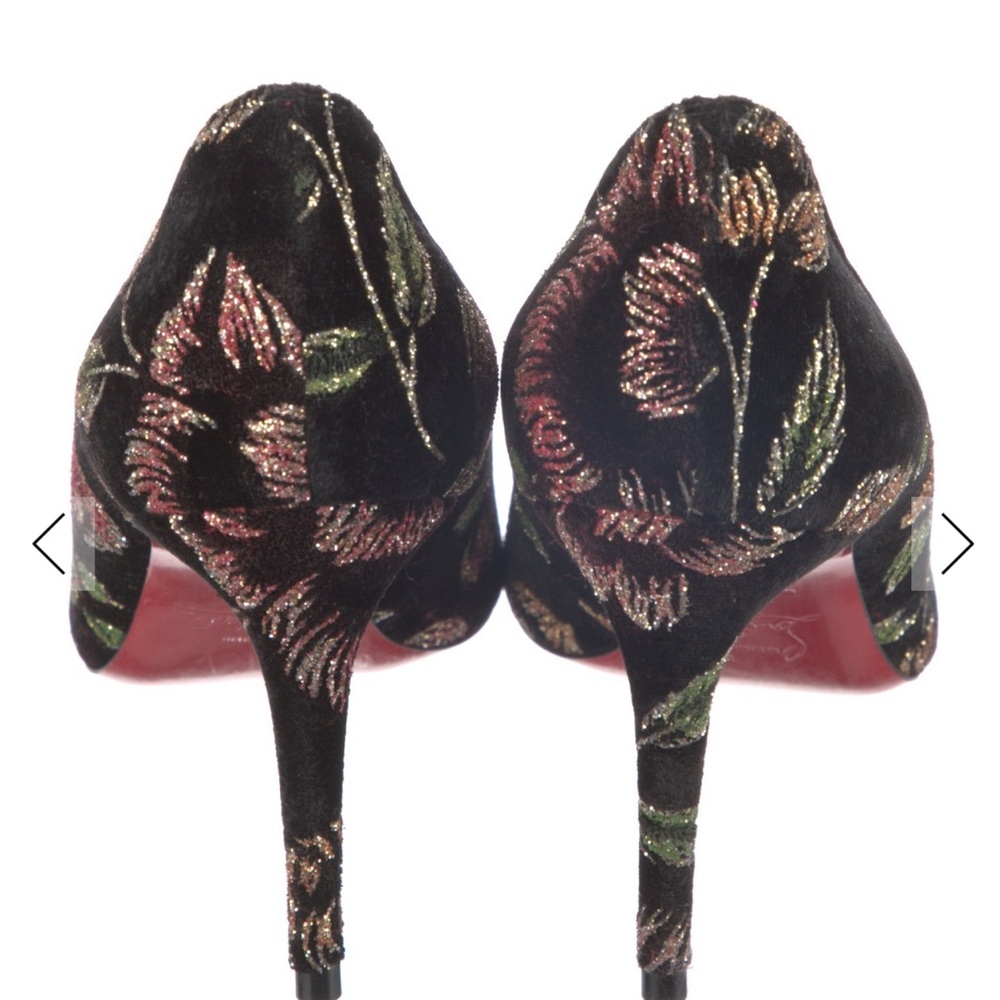 Christian Louboutin Black Floral Heels- NWT - Picture 5 of 10